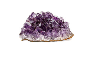 Amethyst Crystal Druse  macro mineral on white background close up