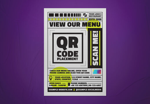 Modern Qr Code Online Menu Flyer