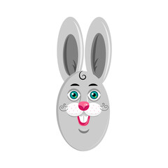 Grey Easter Bunny in cartoon style. Easter rabbit. Vector illustration 