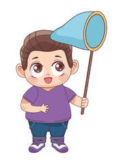 little boy with butterfly net