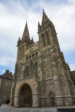 View on the cathedral Saint Paul Aurelien in the city of Saint Pol of Leon