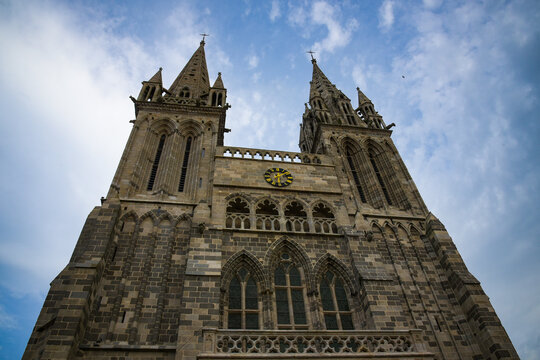 View on the cathedral Saint Paul Aurelien in the city of Saint Pol of Leon