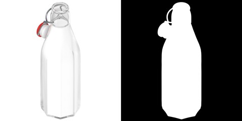 3D rendering illustration of a milk bottle with bracket closure open