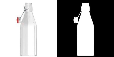 3D rendering illustration of a milk bottle with bracket closure open
