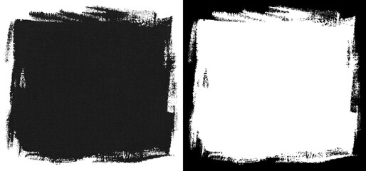Square block of black paint texture isolated on white background with clipping mask (alpha channel) for quick isolation. - 482482854