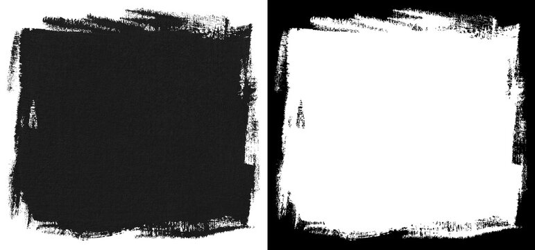 Square block of black paint texture isolated on white background with clipping mask (alpha channel) for quick isolation.