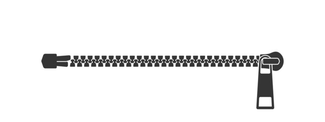 Black zipper. Zipper lock and unlock. Fastener. Clasp Concept. Vector illustration