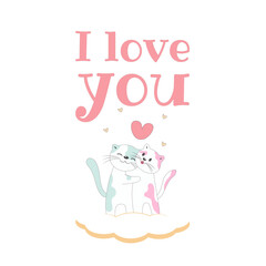 vector illustration for valentine's day.  two cats kiss and hug.  Love vector illustration isolated on white background 