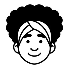 Isolated monochrome avatar of a woman Vector illustration