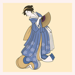 Isolated colored japanese geisha with traditional clothes Vector illustration