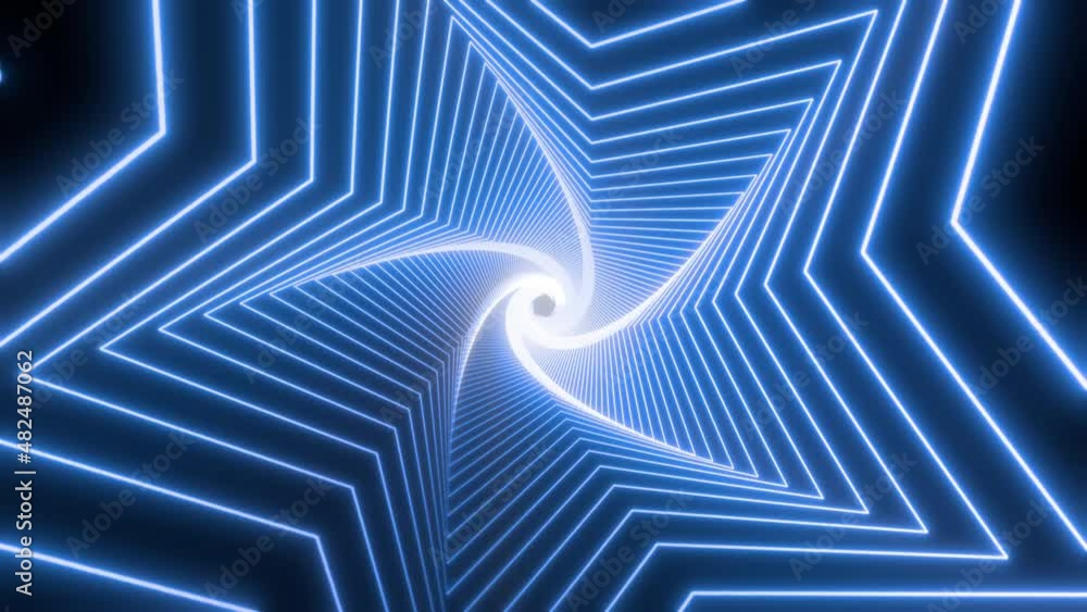 Poster neon lights vj loop star shaape seamless discotunnel abstract glow particles - 4k seamless loop moti