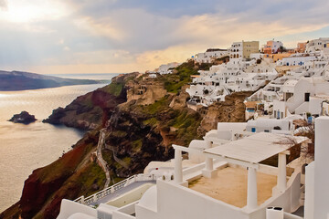 Oia village Santorini Greece in winter