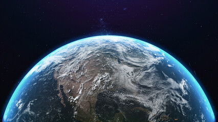 Planet Erde tagsüber aus dem All. 3D-Rendering