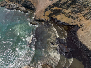 Peru Oil spill 2022: Aerial images of the coast of Ventanilla district after accident in the Pampilla Refinery, in Callao, Peru.