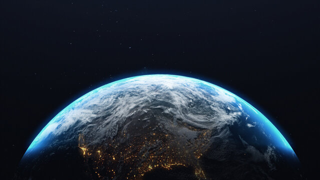 Planet Earth from space sunrise. 3d rendering