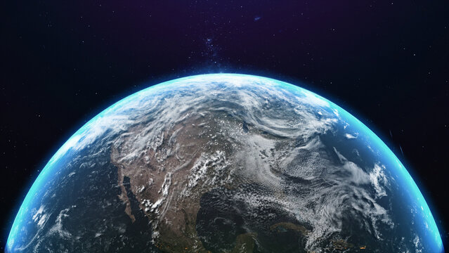Planet Earth from space during the day. 3d rendering