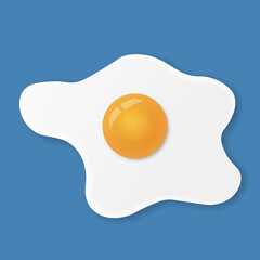 Fried egg or scrambled eggs isolated on blue background