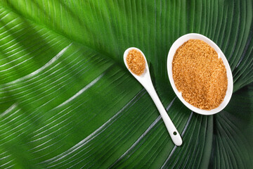 Saccharum officinarum - Organic brown sugar in the bowl