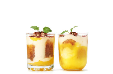 Traditional Italian dessert tiramisu in a glass