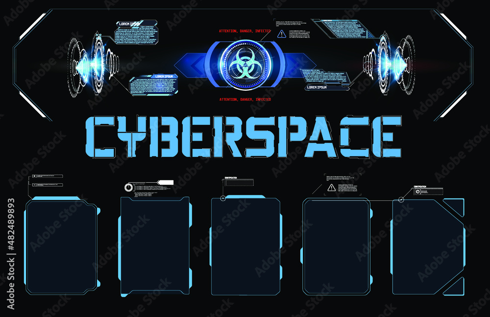 Poster hud interface screen design. abstract style on blue background. abstract vector background. abstract