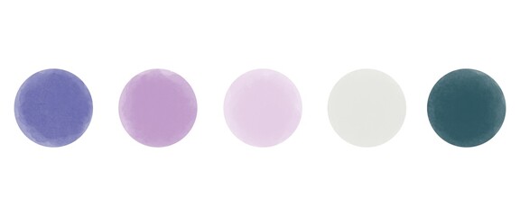 Very Peri Watercolor Palettes. Stains of Aquarelle paints for design. Spring 2022 trendy ink color palette.