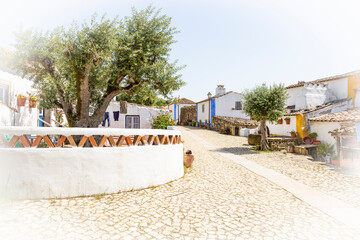 a cobbled street at aldeia da Mata Pequena typical village, Igreja Nova e Cheleiros, Mafra, Portugal