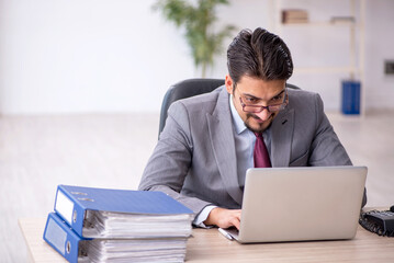 Young male employee working in the office