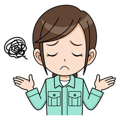 呆れる作業員の女性