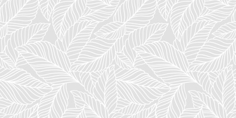 Elegant seamless pattern with delicate leaves. Vector Hand drawn floral background. - 482491645