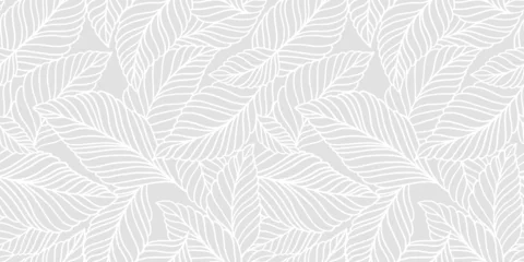Stoff pro Meter Elegantes, nahtloses Muster mit zarten Blättern. Vektor Handgezeichneter floraler Hintergrund. © Oleksandra