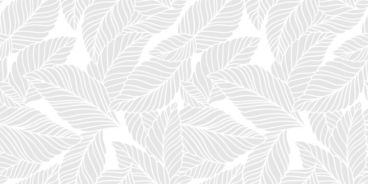 Elegant seamless pattern with delicate leaves. Vector Hand drawn floral background.