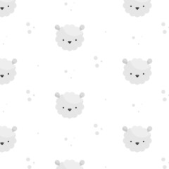 Сute vector illustration with sheep seamless pattern for background