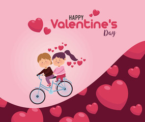 couple lovers in bicycle