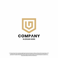 Obraz premium creative letter G combine with shield logo design monogram for your business identity