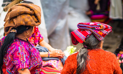 Woman on indigenous maya market in chichicastenango