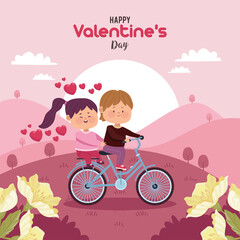 lovers couple in bicycle