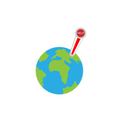 Isolated planet earth with high temperature Global warming Vector illustration