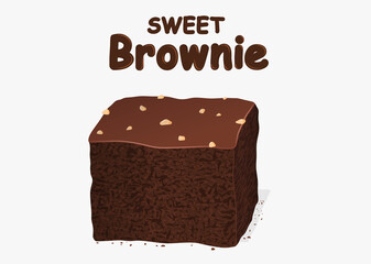  chocolate brownie isolated on white background. 