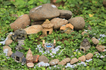 miniature countryside house of dwarfs in a beautiful fantasy world, unique building architecture
