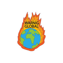 Isolated planet earth with high temperature Global warming Vector illustration