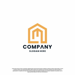 modern house combine with letter M logo design for your business