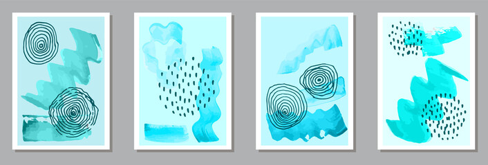 Hand painted simple banners vector collection.