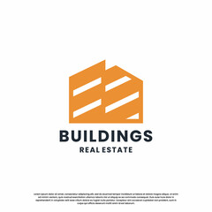 building architecture logo design template. logo for architect, contractor, and real estate mortgage