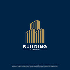 building logo design creative with golden color