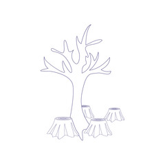 Isolated felled trees icon Deforestation concept Vector illustration