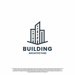 minimalist building logo design combine house with skyscraper