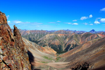 Mountain valley with blue sky
