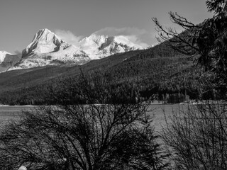 Mount Edwards and Gunsight Mountain Rest Across Lake McDonald in Glacier National Park, Montana USA