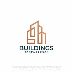 minimalist building logo design combine house with skyscraper