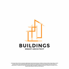building architecture logo design template. building construction logo illustration